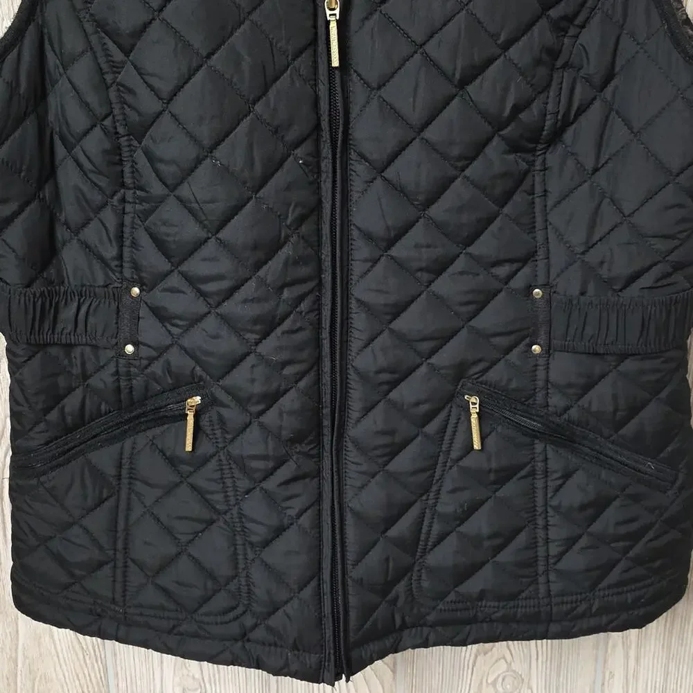 Weatherproof Ultra Soft Cozy Lining Quilted Black Vest Womens Size Small